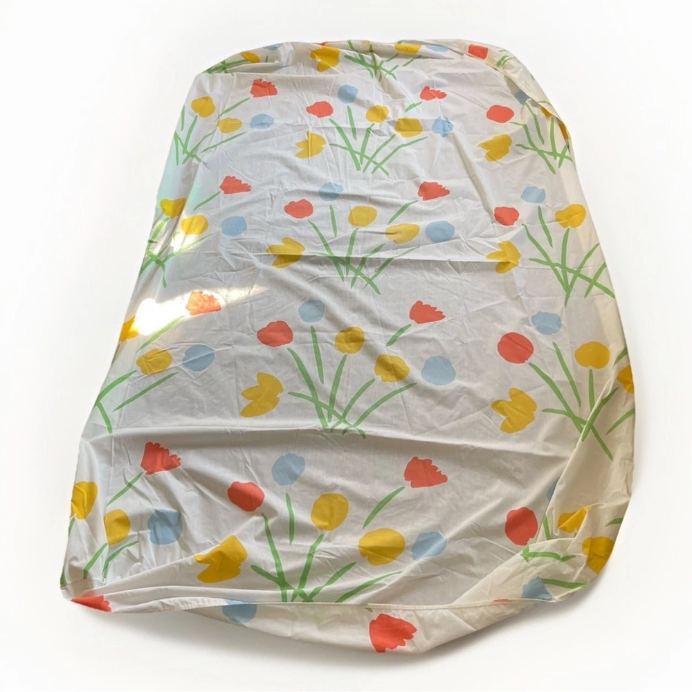 Vintage 1981 Marimekko Dan River Twin Fitted Sheet Seven Flowers Print Tulips